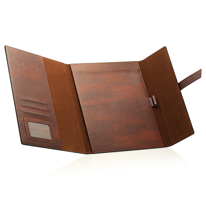 GALLAWAY LEATHER Padfolio Portfolio Folder â€“ Slim Portfolio Folio Organizer Holder for Letter Legal A4 Note Pads Notebooks for Men Women Refillable Business Leather Portfolio Binder, Dark Chocolate - Image 4